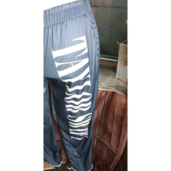 Pj Bottoms Size M Silky Blue T.S. Logo Elastic Waist - Picture 2 of 7